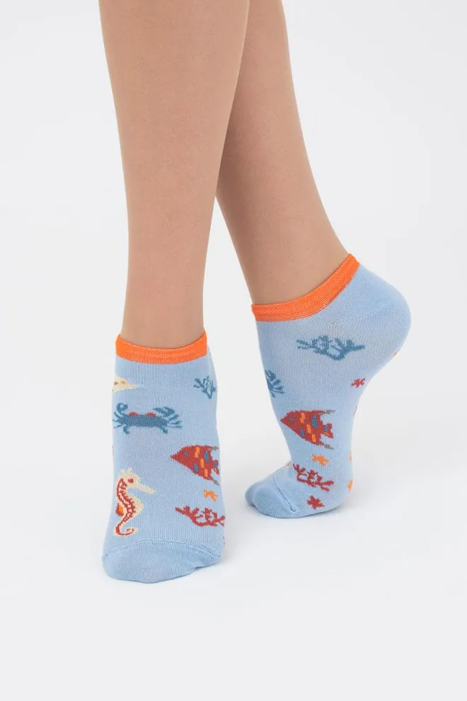 Шкарпетки жіночі невидимі Ws1 marine 011 Giulia (baby blue), блакитний