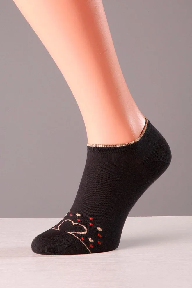 WS1 PREMIUM LUREX 001 Укорочені жіночі шкарпетки з люрексом TM GIULIA  (caffe)