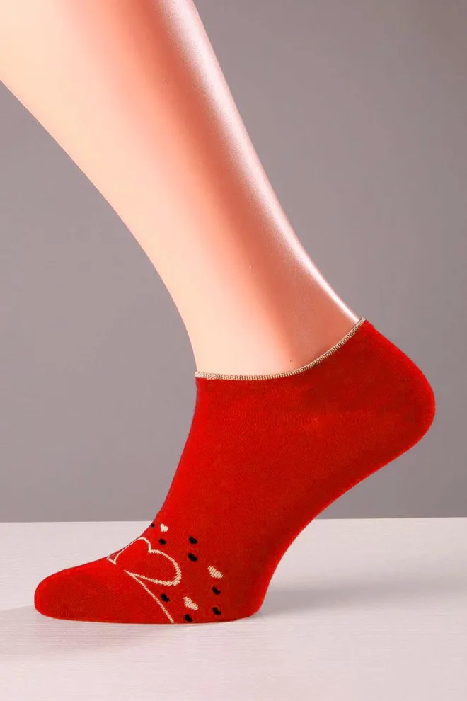 WS1 PREMIUM LUREX 001 Укорочені жіночі шкарпетки з люрексом TM GIULIA  (red)