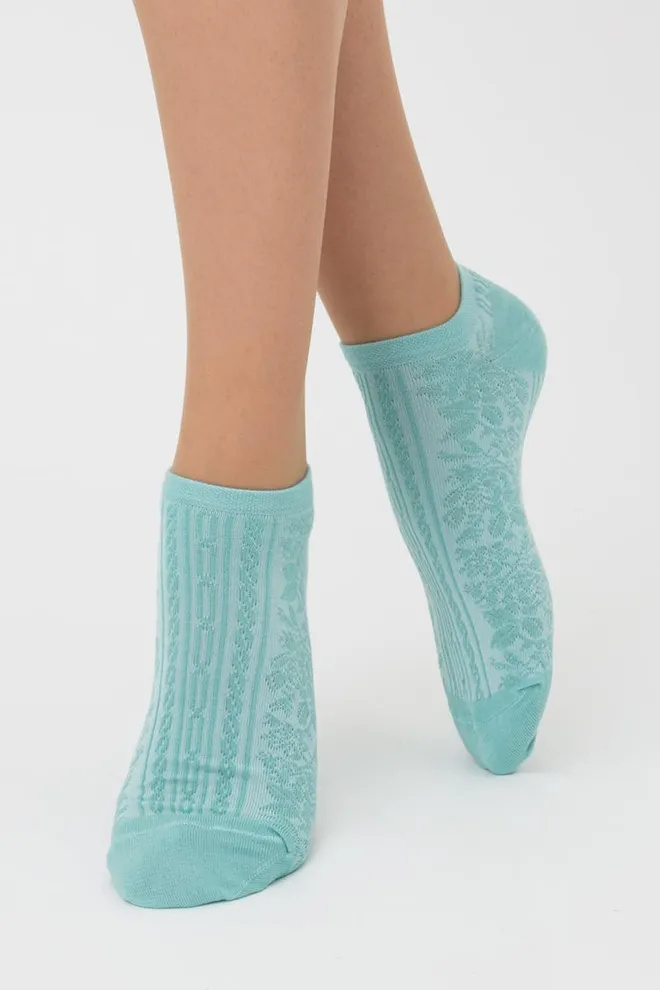 Жіночі короткі шкарпетки з візерунком Ws1 Soft Background 004 Giulia (pastel turquoise)