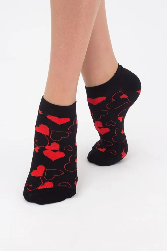 Носки женские короткие Ws1 soft valentine 003 Giulia (black)