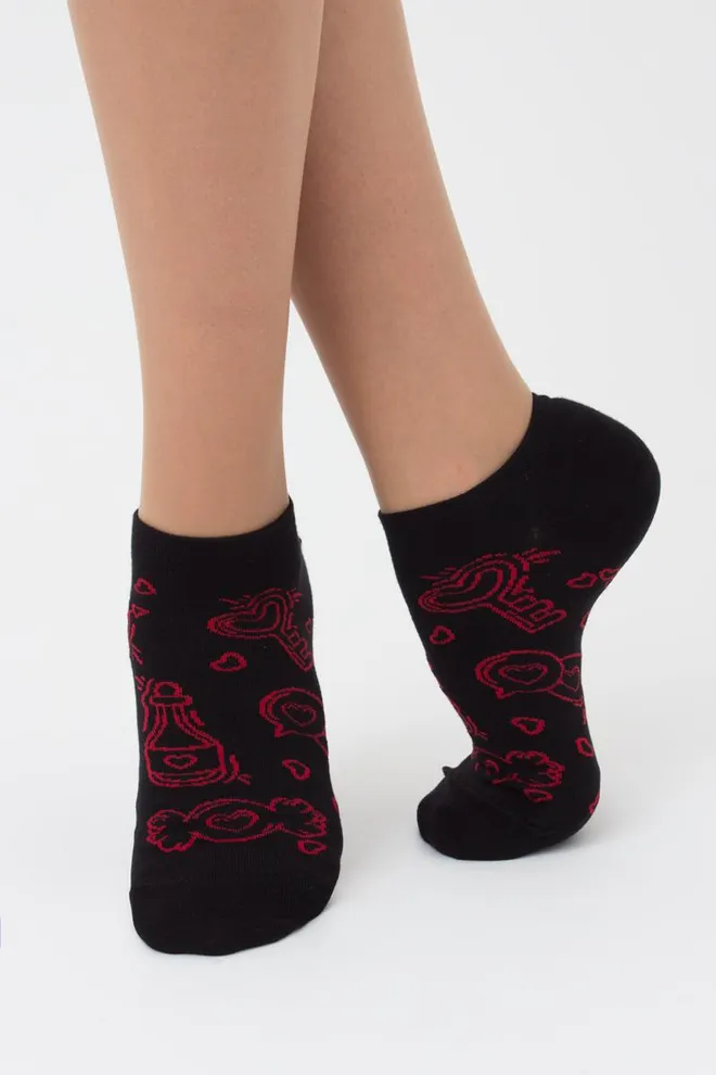 Носки женские короткие Ws1 Valentine 010 Giulia (black)