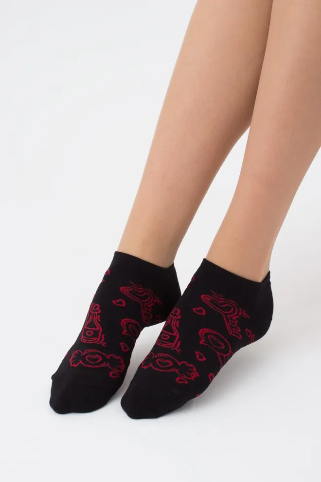 Носки женские короткие Ws1 Valentine 010 Giulia (black)