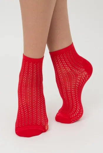 Носки женские классические ажурные WS2 Air Pa 008 Giulia (risk red), красный