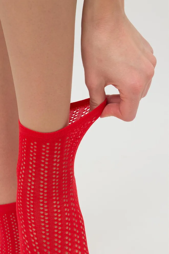 Шкарпетки жіночі классические ажурні WS2 Air Pa 008 Giulia (risk red), червоний