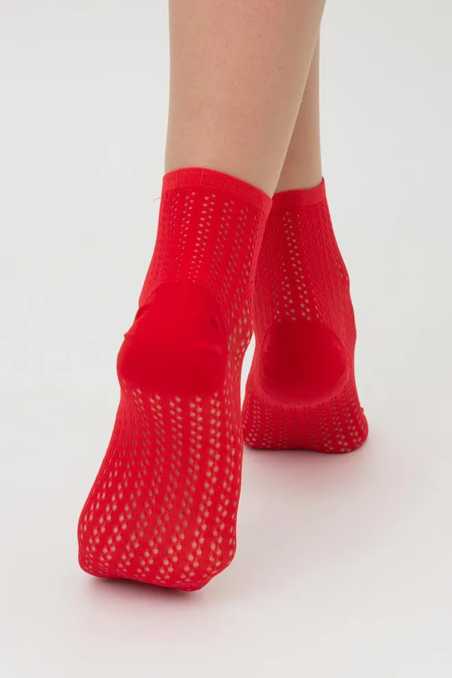Шкарпетки жіночі классические ажурні WS2 Air Pa 008 Giulia (risk red), червоний