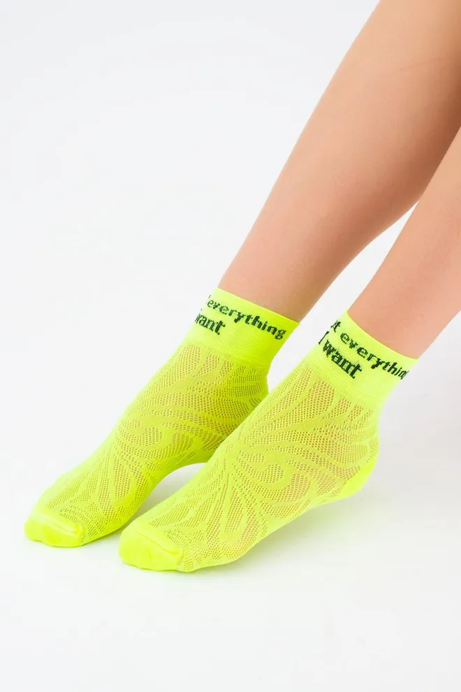 Шкарпетки жіночі короткі спортивні WS2 air pa 009 Giulia (yellow neon)