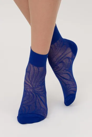 Шкарпетки жіночі классические ажурні WS2 Air Pa 010 Giulia (bright blue), синій
