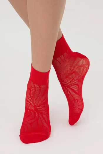 Носки женские классические ажурные WS2 Air Pa 010 Giulia (risk red), красный Носки женские классические ажурные WS2 Air Pa 010 Giulia (risk red), красный