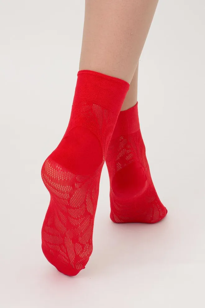 Носки женские классические ажурные WS2 Air Pa 010 Giulia (risk red), красный