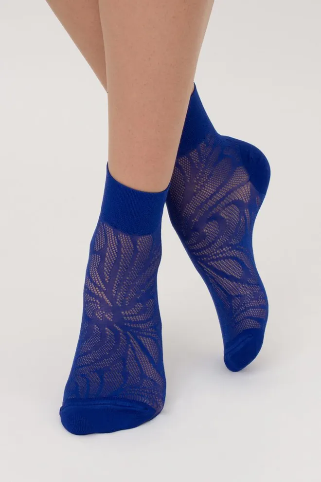 Шкарпетки жіночі классические ажурні WS2 Air Pa 010 Giulia (bright blue), синій