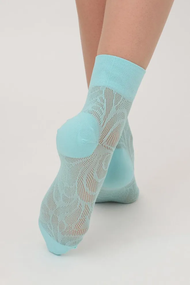 Шкарпетки жіночі классические ажурні WS2 Air Pa 010 Giulia (tanager turquoise), зелений