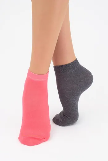 Шкарпетки жіночі низькі Ws2 classic Giulia 2 пари (dark grey melange/coral)