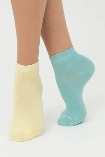 Шкарпетки жіночі низькі Ws2 classic Giulia 2 пари (pastel turquoise/light yellow)