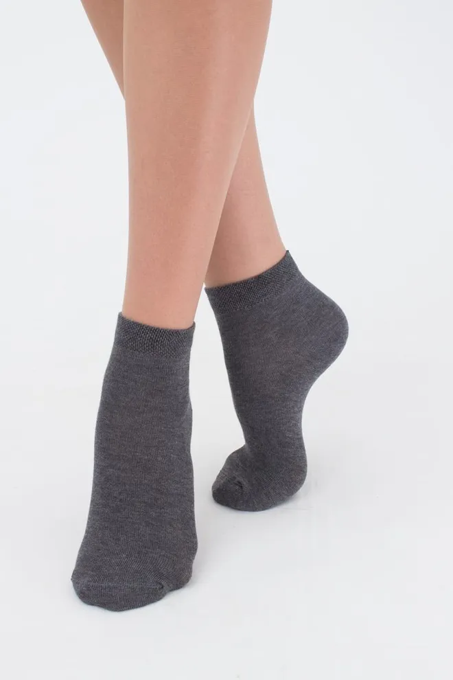 Шкарпетки жіночі короткі 2 пари WS2 CLASSIC Giulia (dark grey melange), сірий