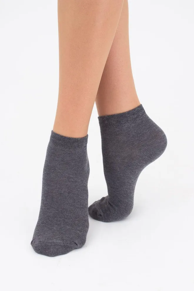 Шкарпетки жіночі низькі Ws2 classic Giulia 2 пари (dark grey melange/coral)