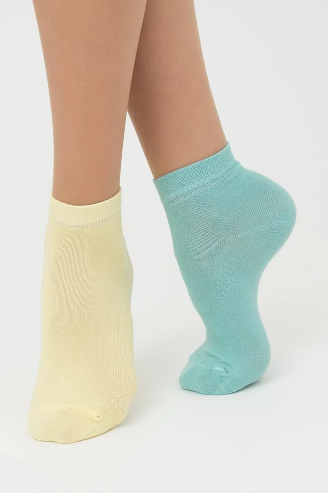 Шкарпетки жіночі низькі Ws2 classic Giulia 2 пари (pastel turquoise/light yellow)