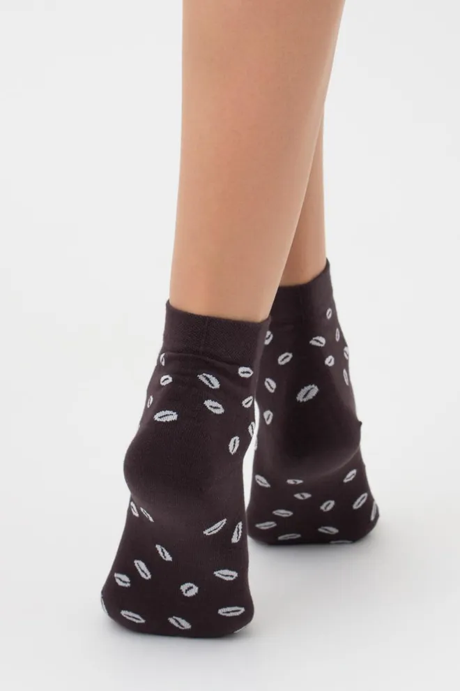 Носки женские классические с принтом WS2 coffee 001 Giulia (caffe)