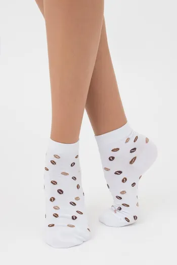 Шкарпетки жіночі класичні з принтом WS2 coffee 002 Giulia (white)