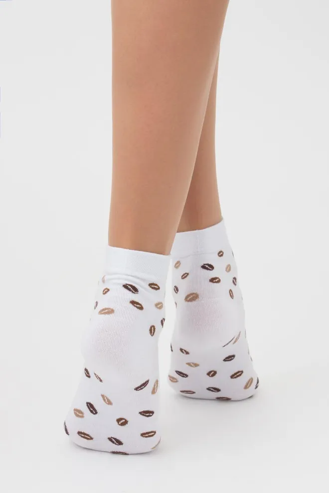 Носки женские классические с принтом WS2 coffee 002 Giulia (white)