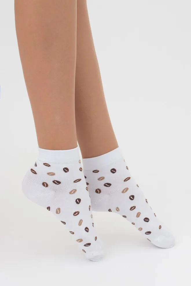 Носки женские классические с принтом WS2 coffee 002 Giulia (white)