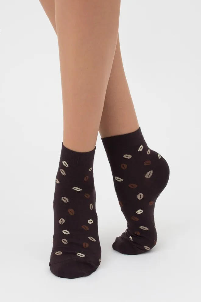 Носки женские классические с принтом WS2 coffee 002 Giulia (caffe)
