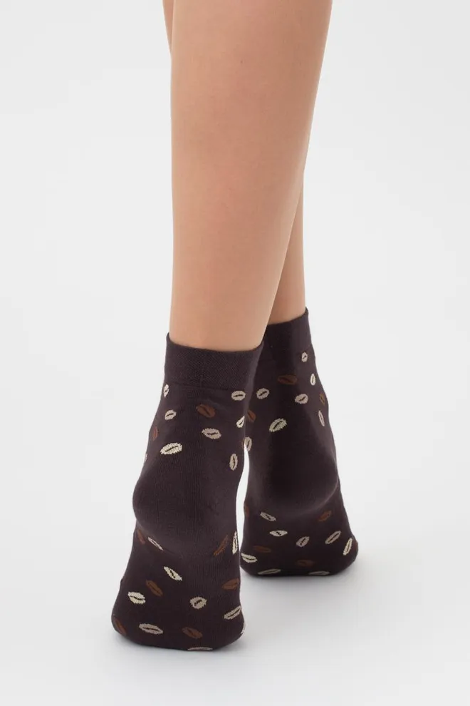 Носки женские классические с принтом WS2 coffee 002 Giulia (caffe)