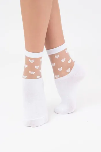 Носки женские классические в сердечко WS2 cristal 008 Giulia (bianco)