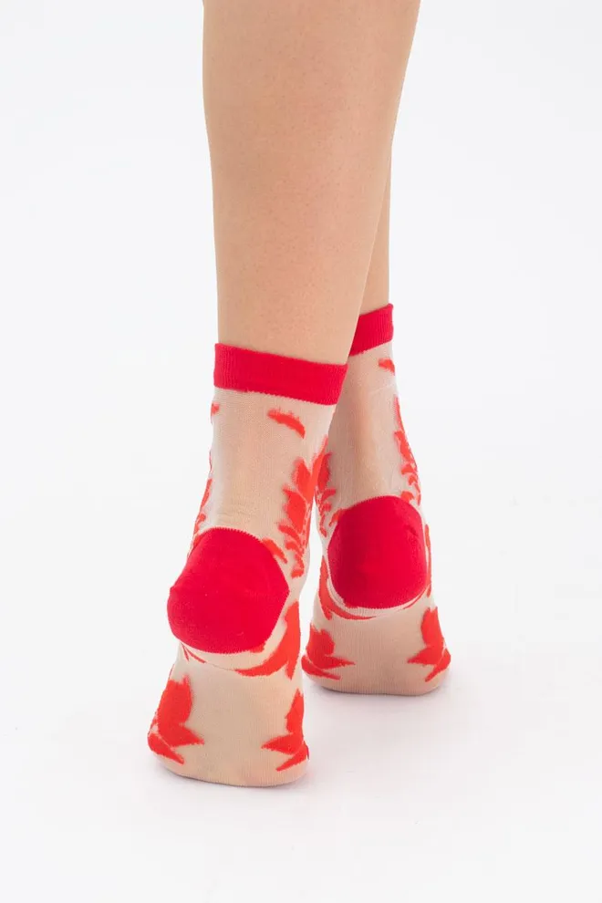 Шкарпетки жіночі класичні прозорі Ws2 cristal 043 Giulia (red), червоний