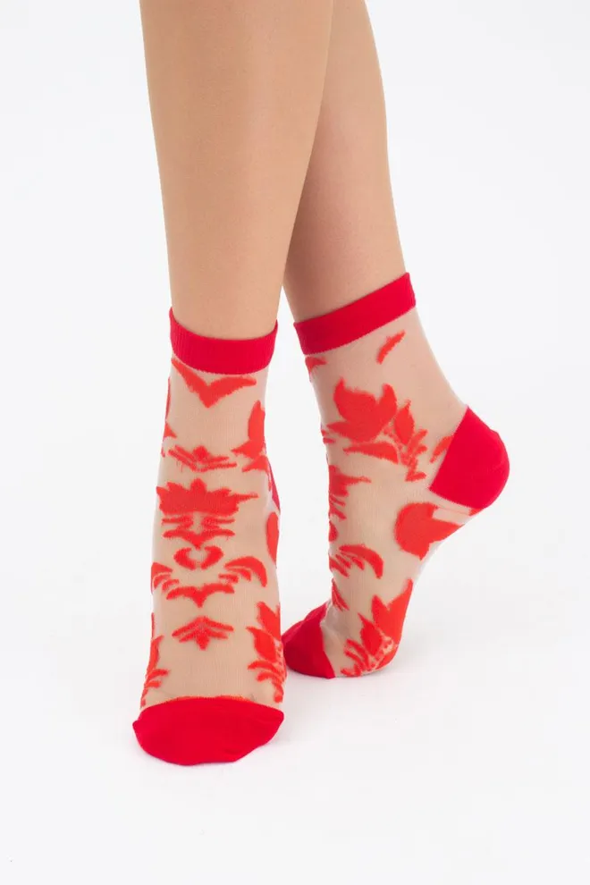 Шкарпетки жіночі класичні прозорі Ws2 cristal 043 Giulia (red), червоний