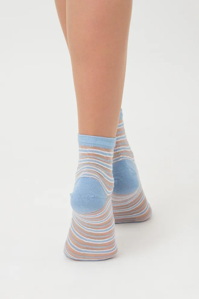 Носки женские классические в полоску Ws2 cristal 059 Giulia (baby blue)