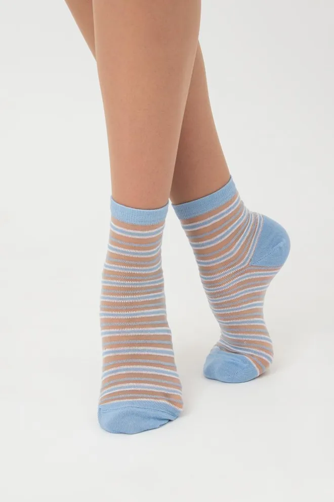 Носки женские классические в полоску Ws2 cristal 059 Giulia (baby blue)