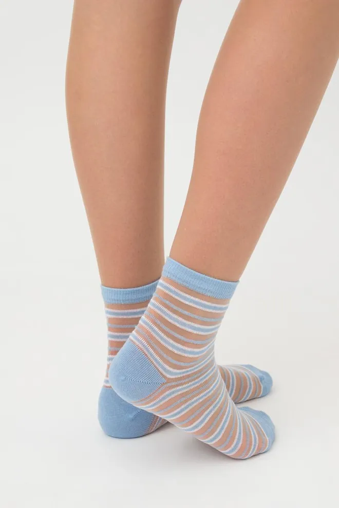 Носки женские классические в полоску Ws2 cristal 059 Giulia (baby blue)