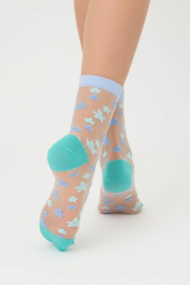 Шкарпетки жіночі класичні прозорі з малюнком WS2 Cristal 063 Giulia (mint)