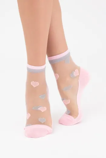 Носки женские классические с сердцами Ws2 cristal 066 Giulia (pearl), розовый Носки женские классические с сердцами Ws2 cristal 066 Giulia (pearl), розовый