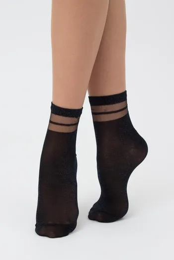 Шкарпетки жіночі короткі WS2 cristal lurex pa 001 Giulia (black/turquoise)