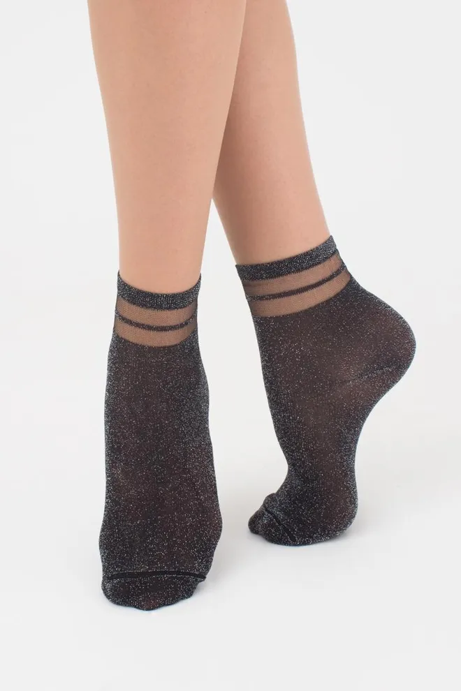 Шкарпетки жіночі короткі WS2 cristal lurex pa 001 Giulia (nero)