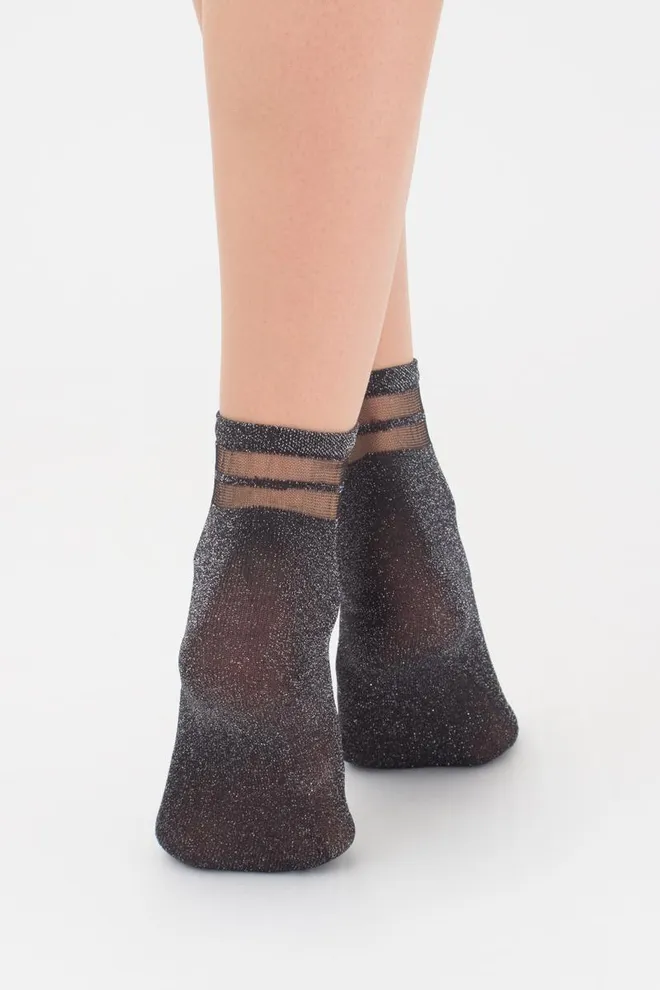 Шкарпетки жіночі короткі WS2 cristal lurex pa 001 Giulia (nero)