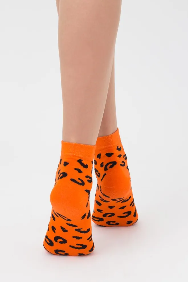 Носки женские классические с принтом WS2 safari 002 Giulia (orange)