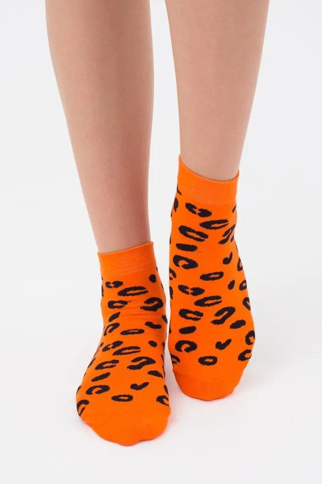 Носки женские классические с принтом WS2 safari 002 Giulia (orange)