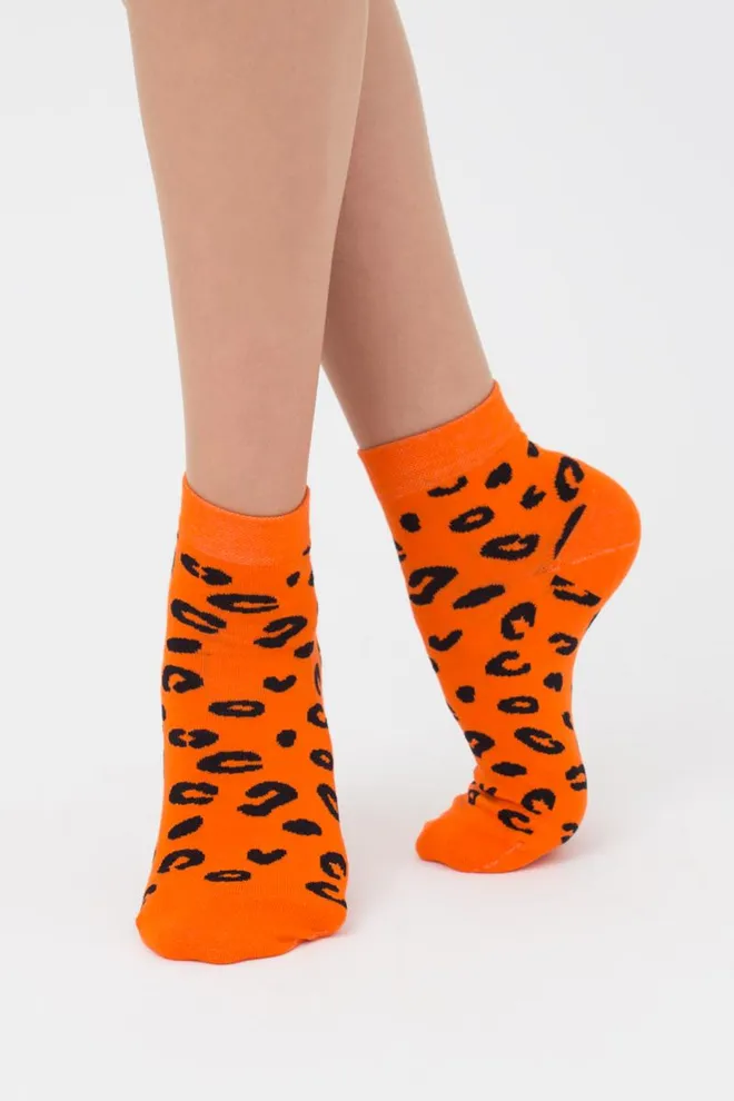 Носки женские классические с принтом WS2 safari 002 Giulia (orange)