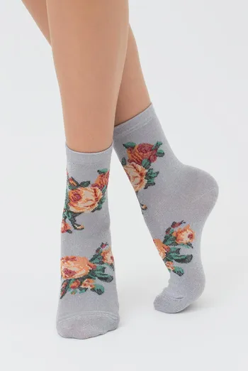 Носки женские с люрексом Ws3 art deco lurex 001 Giulia (steel/silver metallic)