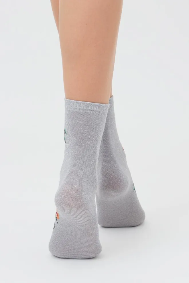 Носки женские с люрексом Ws3 art deco lurex 001 Giulia (steel/silver metallic)