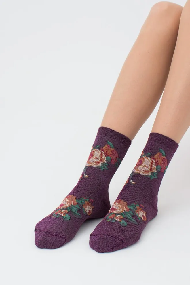 Носки женские с люрексом Ws3 art deco lurex 001 Giulia (shiny pink metallic)