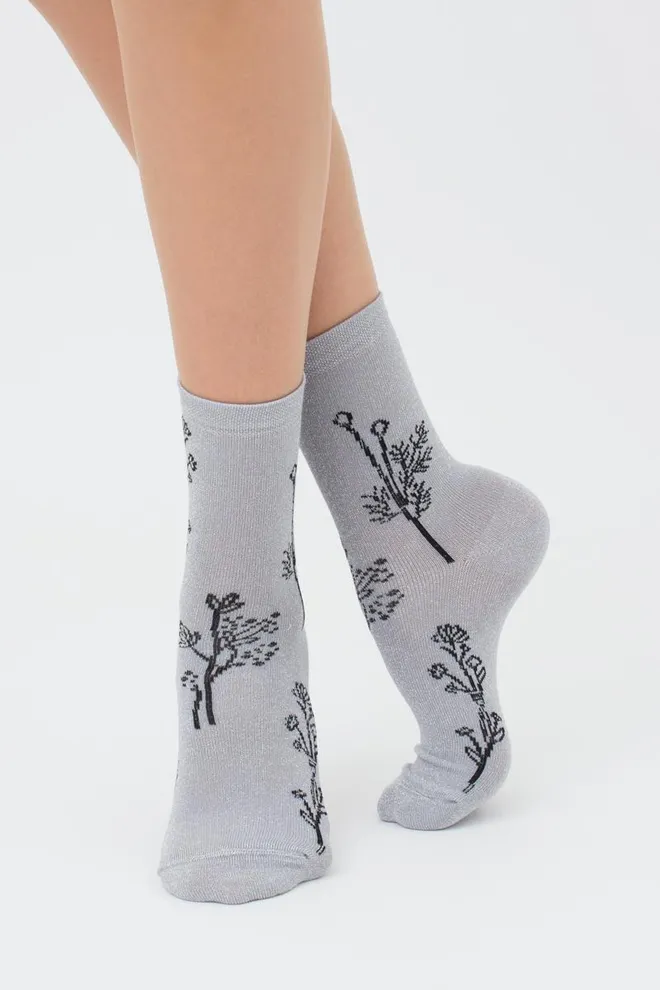 Носки женские с люрексом Ws3 art deco lurex 003 Giulia (steel/silver metallic)