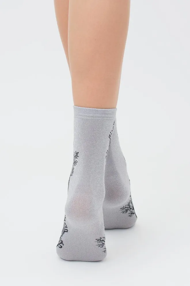 Носки женские с люрексом Ws3 art deco lurex 003 Giulia (steel/silver metallic)