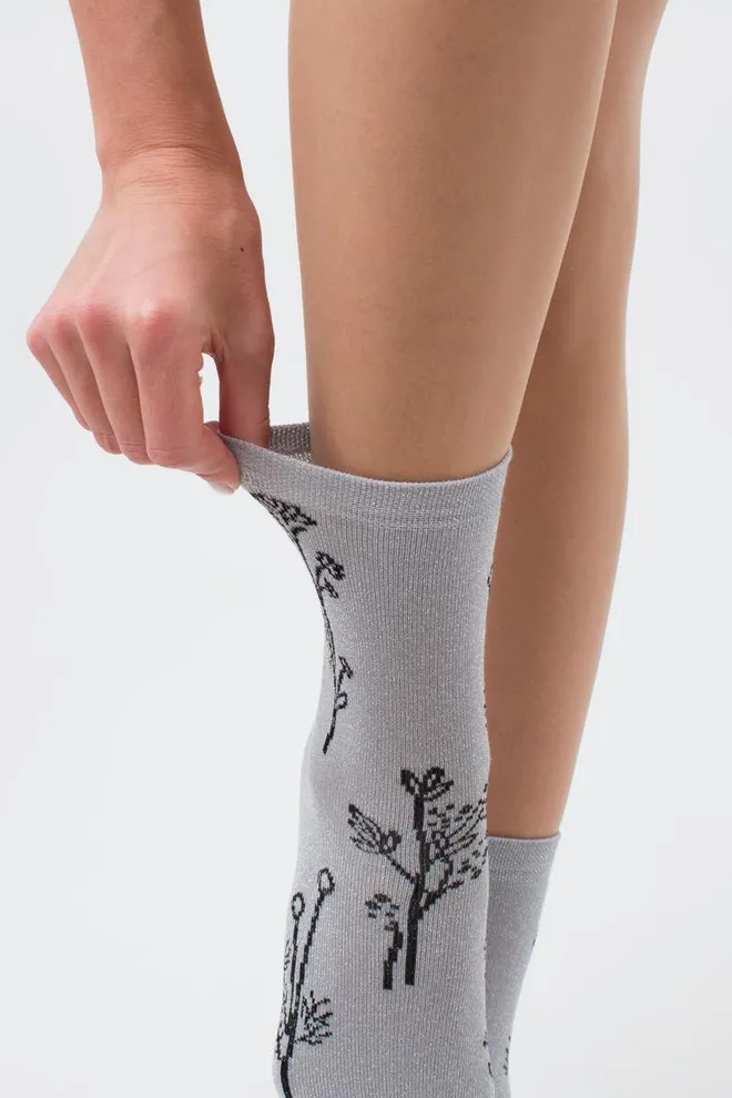 Носки женские с люрексом Ws3 art deco lurex 003 Giulia (steel/silver metallic)