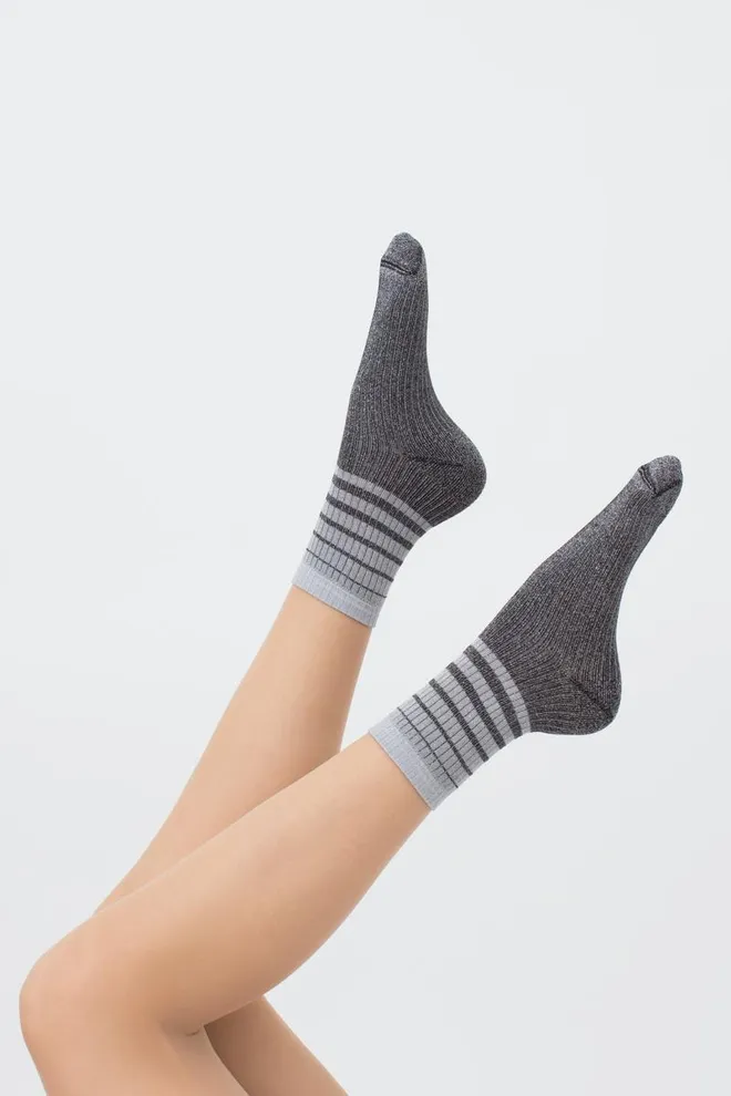 Шкарпетки жіночі з люрексом Ws3 art deco lurex rib 003 Giulia (steel/silver metallic)