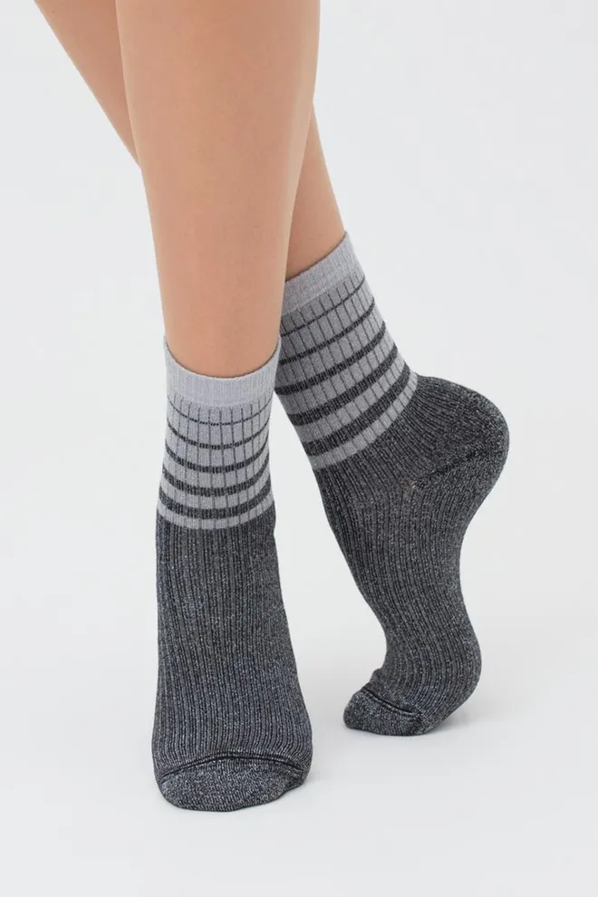 Шкарпетки жіночі з люрексом Ws3 art deco lurex rib 003 Giulia (steel/silver metallic)