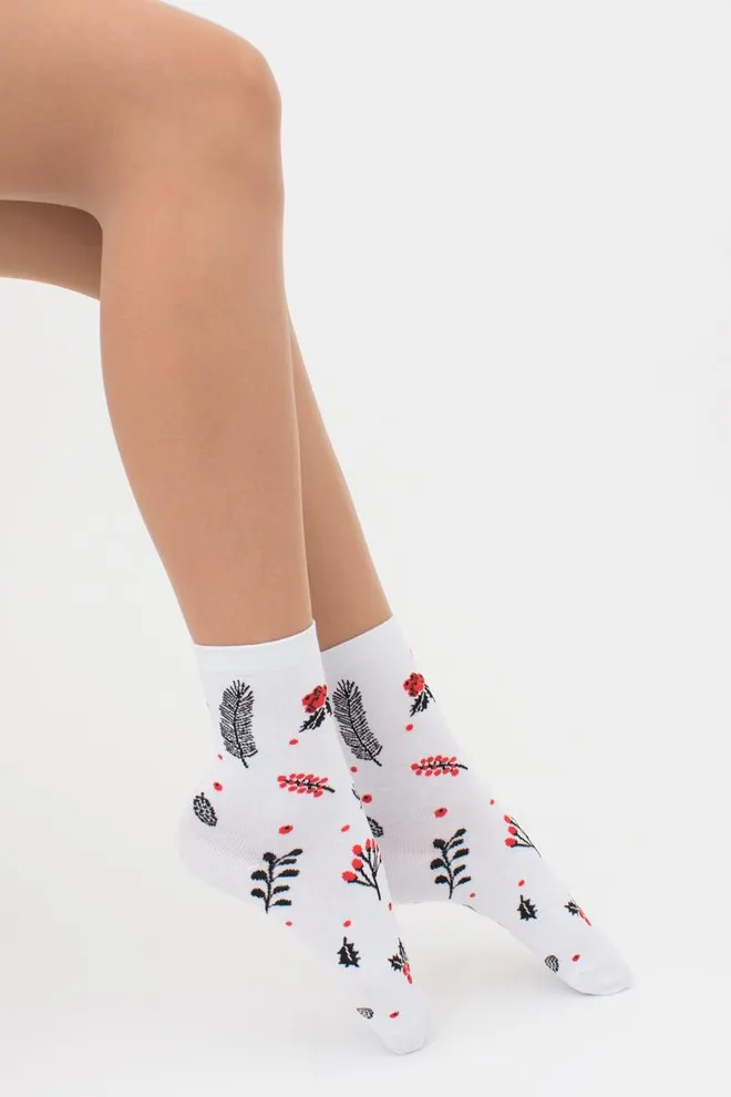 Носки женские классические в сетку с рисунком WS3 Autumn 005 Giulia (white)